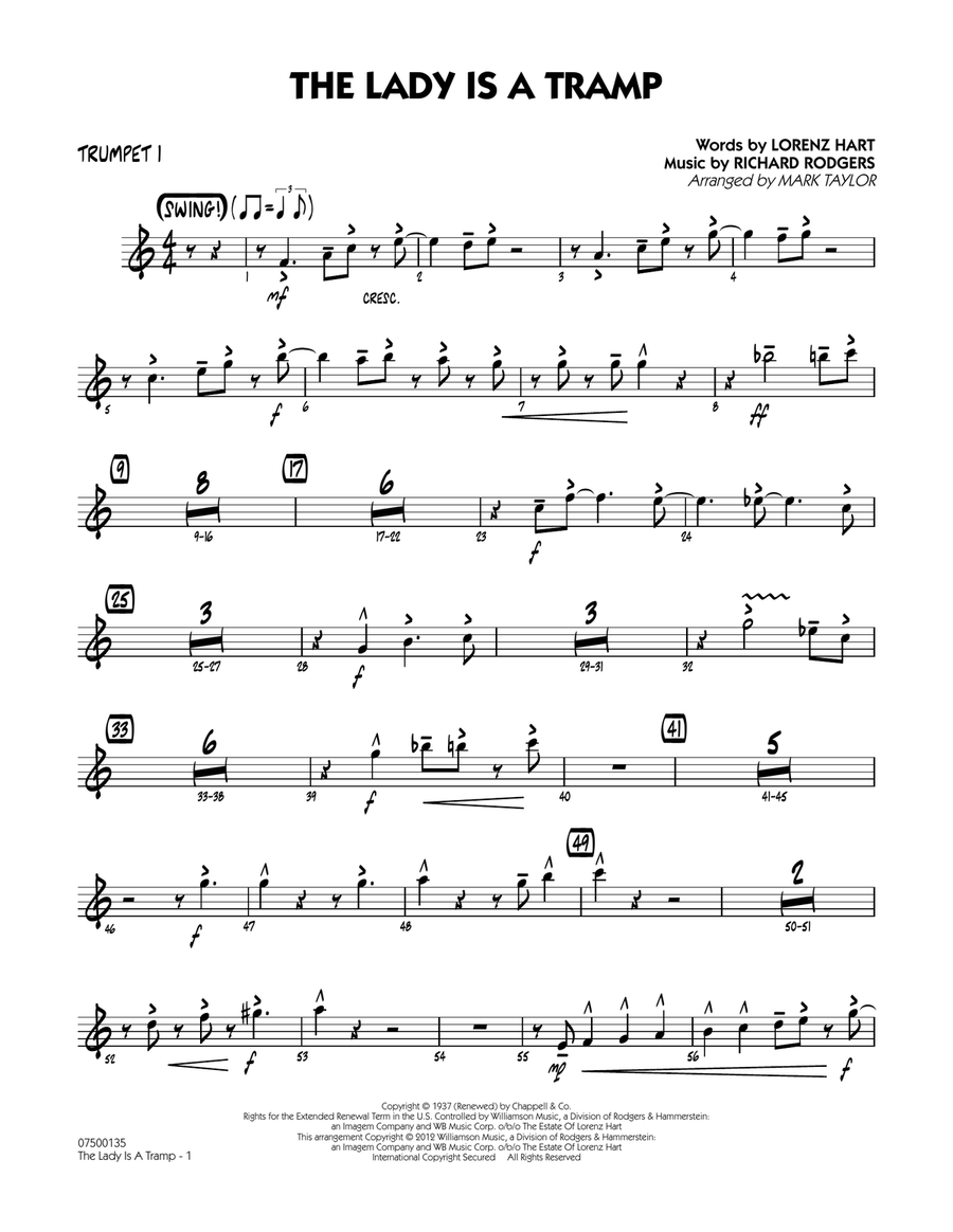 The Lady Is A Tramp - Trumpet 1 Jazz Ensemble scores gallery preview page 1