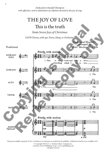 The Seven Joys of Christmas: 1. The Joy of Love: This is the truth (Choral Score)