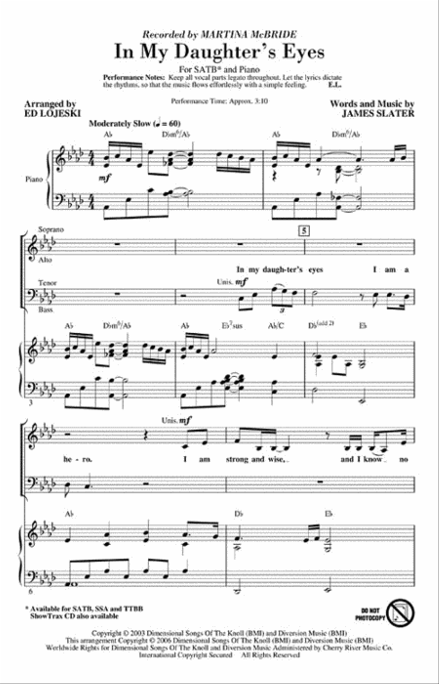 In My Daughter's Eyes Choir scores gallery preview page 2
