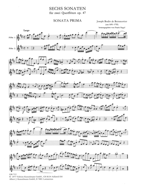 6 Sonatas for 2 flutes
