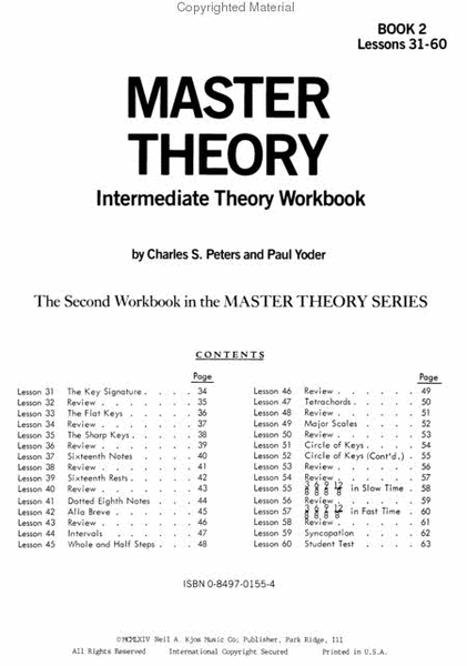 Master Theory - Book 2 (Lessons 31-60) by Charles S. Peters Guitar - Sheet Music