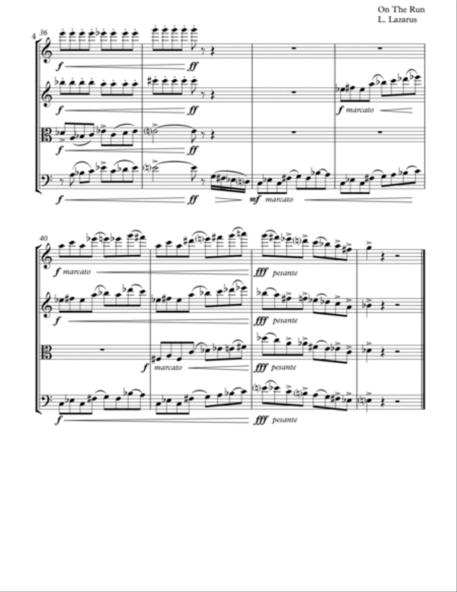 On The Run On The Run String Quartet scores gallery preview page 4