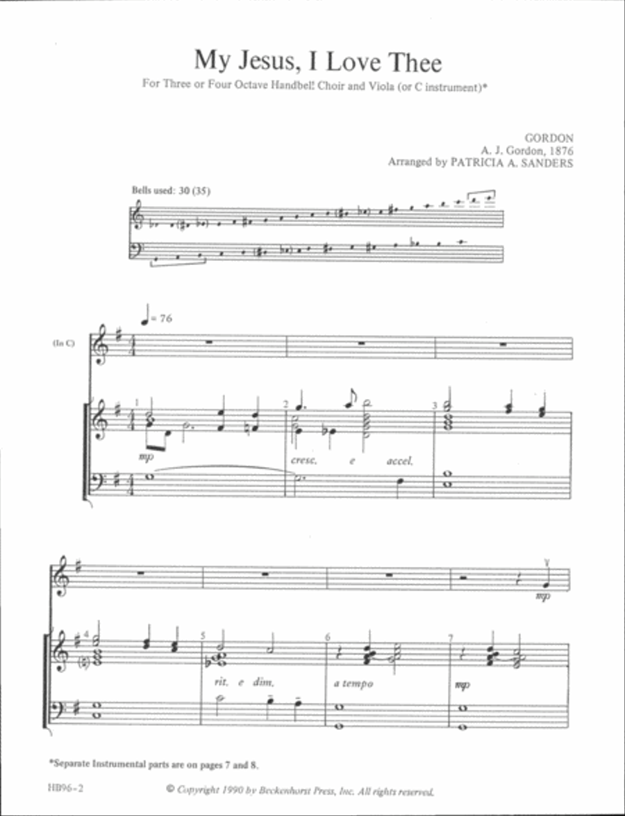 My Jesus, I Love Thee - Sanders Handbell Choir scores gallery preview page 2