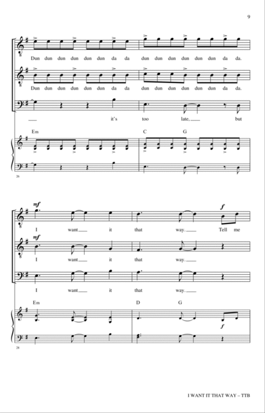 I Want It That Way (arr. Nathan Howe) TTBB scores gallery preview page 7