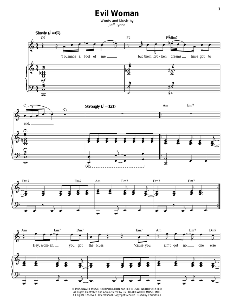 Evil Woman Piano, Vocal scores gallery preview page 1