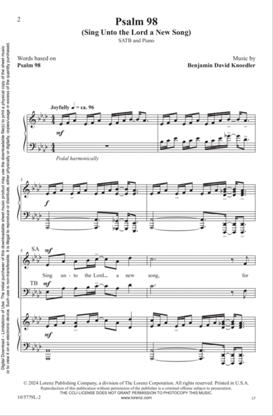 Psalm 98 4-Part scores gallery preview page 2