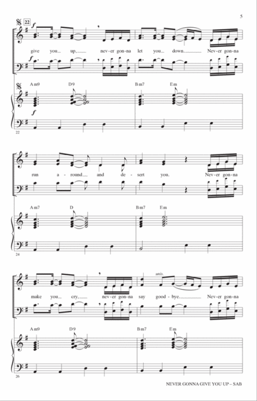 Never Gonna Give You Up (arr. Roger Emerson) 3-Part scores gallery preview page 4