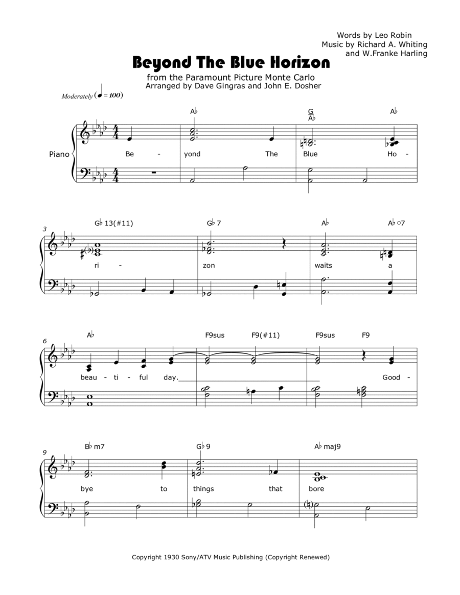 Beyond The Blue Horizon Voice scores gallery preview page 1