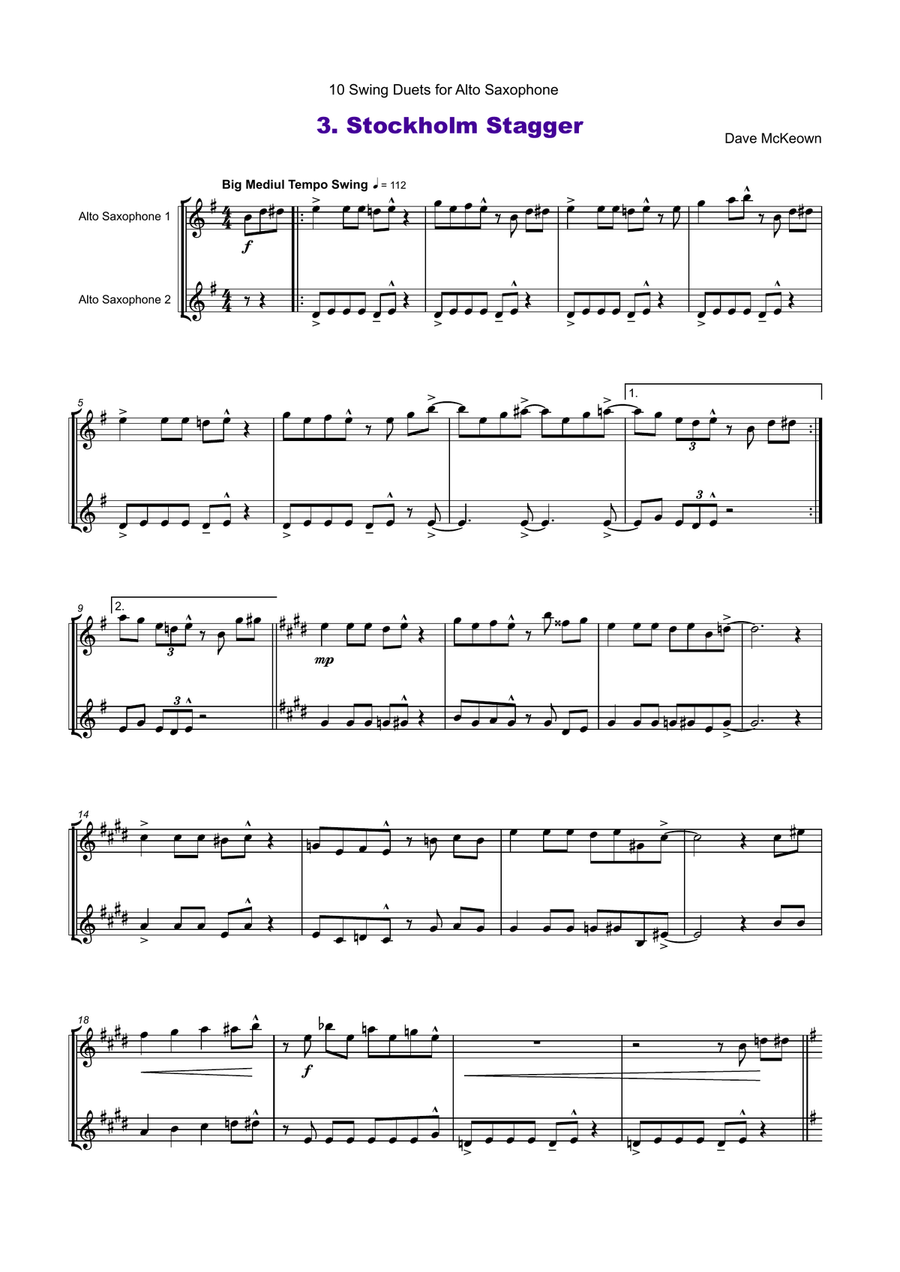 10 Swing Duets for Alto Saxophone Woodwind Duet scores gallery preview page 4