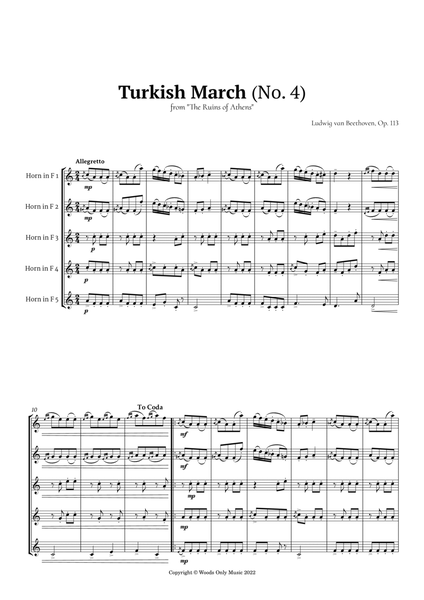 Turkish March by Beethoven for French Horn Quintet image number null