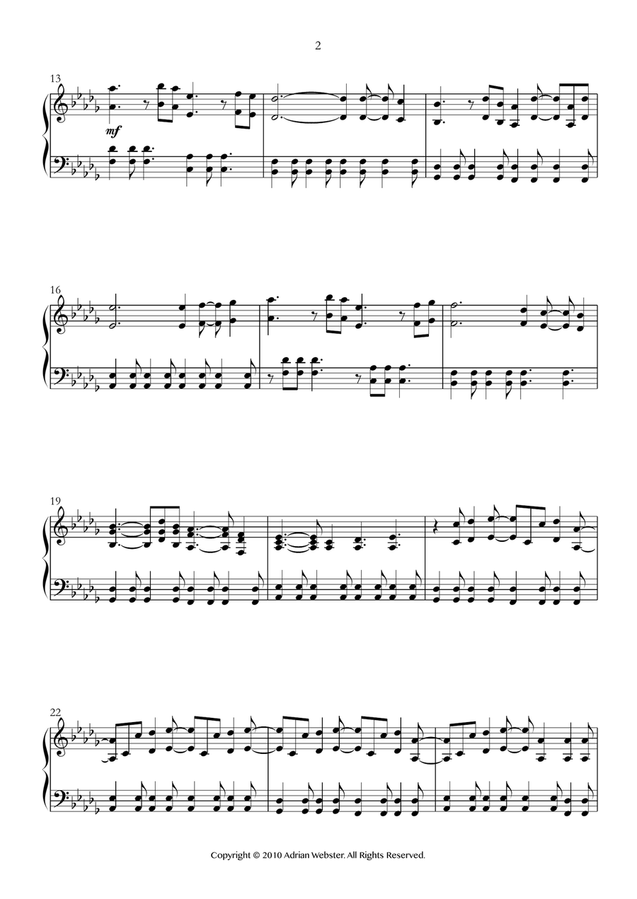 Weaver's Song - CrusaderBeach - Beautiful Relaxing Piano Solo Piano Solo scores gallery preview page 2