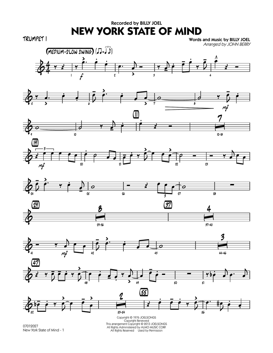 New York State Of Mind - Trumpet 1 Jazz Ensemble scores gallery preview page 1