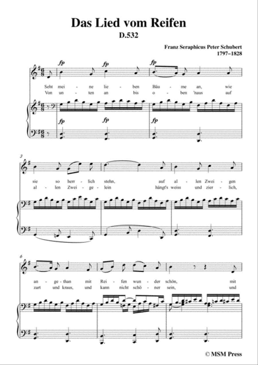 Schubert-Das Lied vom Reifen(Song of the Frost),D.532,in G Major,for Voice&Piano Voice scores gallery preview page 3