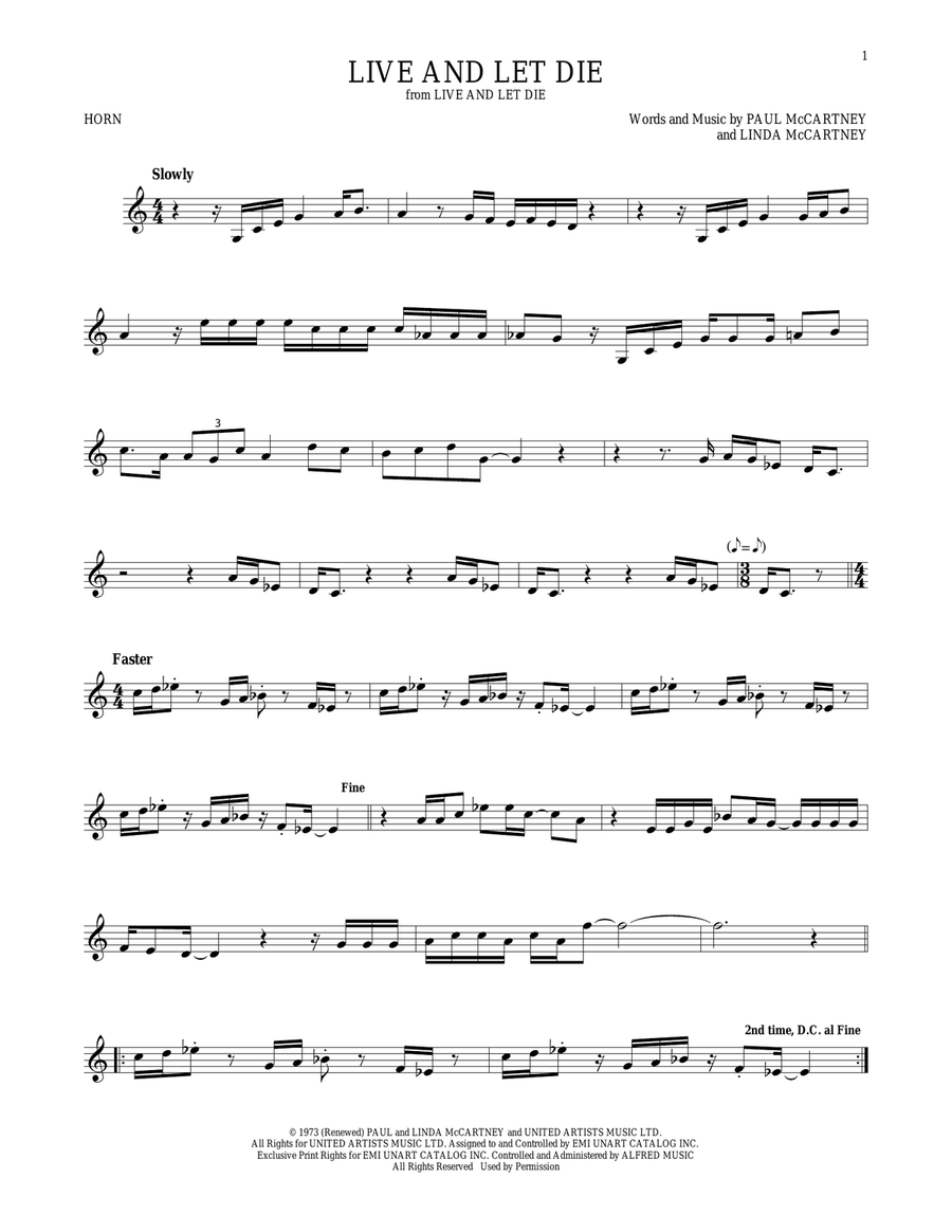 Live And Let Die Live And Let Die Horn Solo scores gallery preview page 1