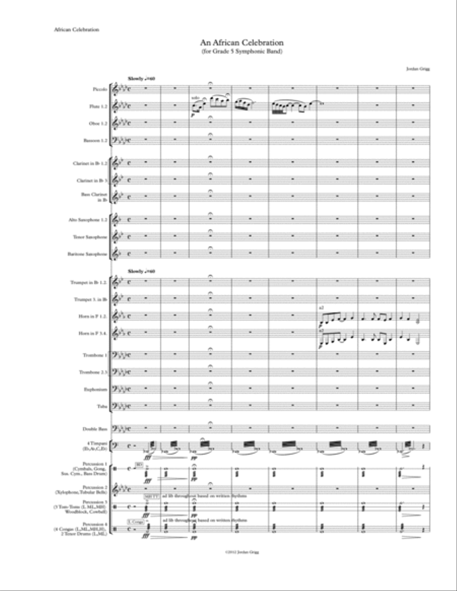 An African Celebration (for Grade 5 Symphonic Band) Score and Parts Concert Band scores gallery preview page 1