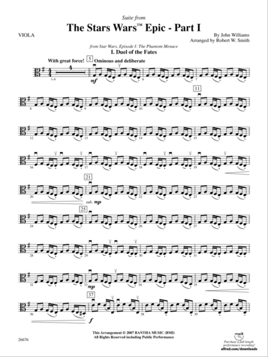 Suite from the Star Wars Epic -- Part I: Viola Full Orchestra scores gallery preview page 1