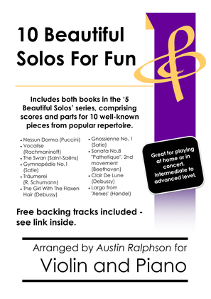 COMPLETE Book of 10 Beautiful Violin Solos for Fun - various levels with FREE BACKING TRACKS