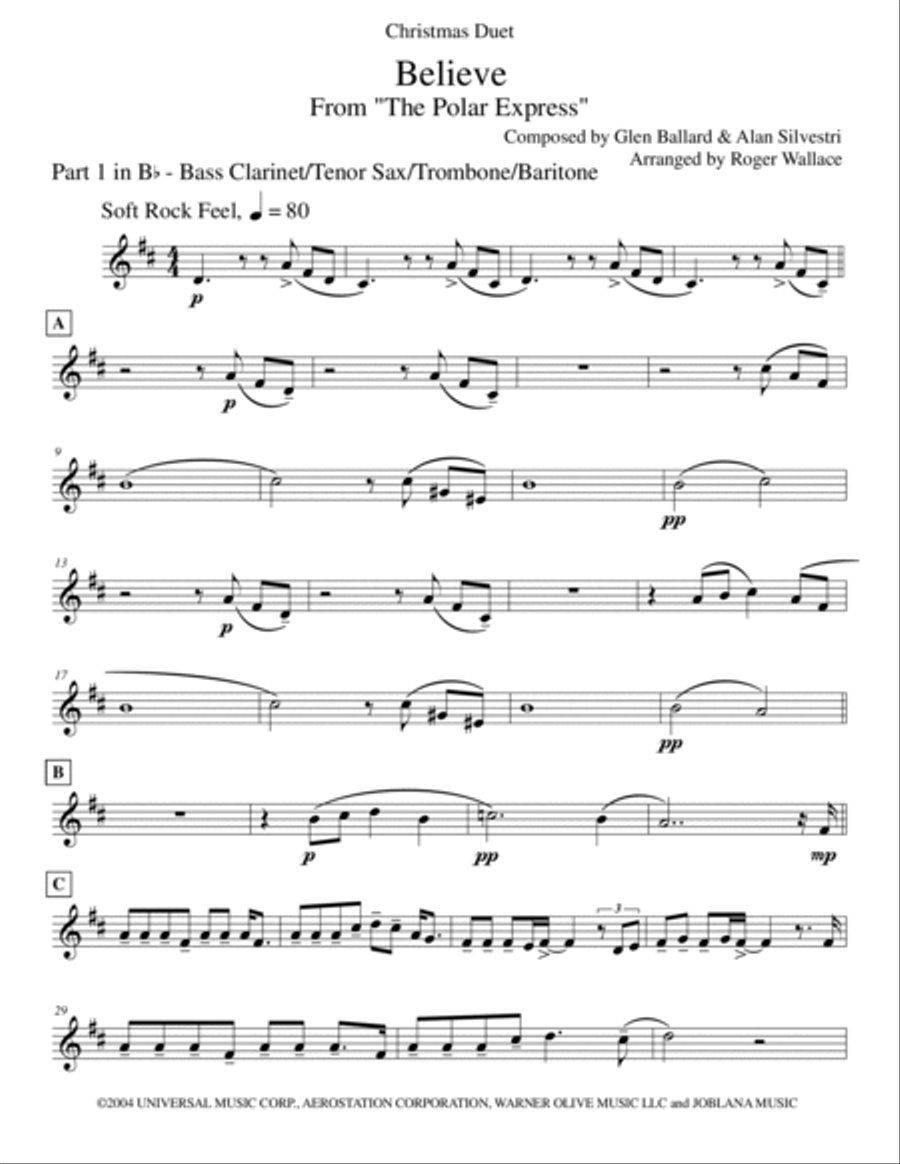 Believe Trombone Duet scores gallery preview page 6