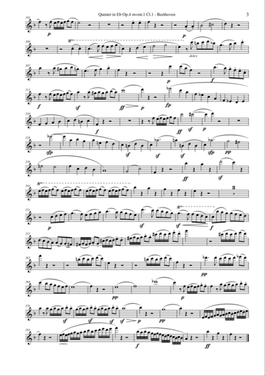 Quintet in Eb Op.4 mvmt.1 - Beethoven (Clarinet Quintet) Quintet in Eb Op.4 mvmt.1 - Beethoven (Clarinet Quintet) Clarinet Quintet scores gallery preview page 3