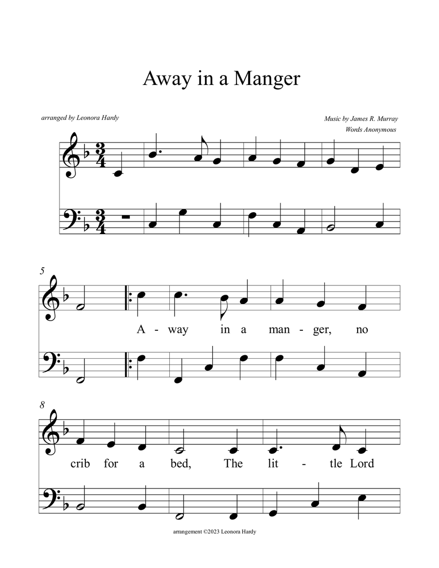Away in a Manger (Beginner) Easy Piano scores gallery preview page 1