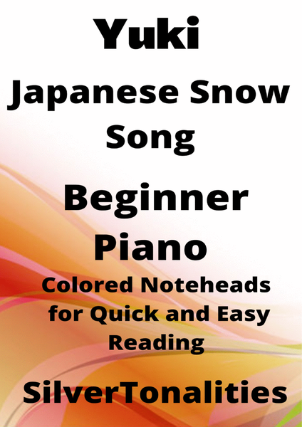 Yuki Japanese Snow Song Beginner Piano Sheet Music with Colored Notation