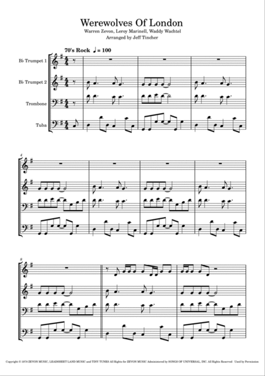 Werewolves Of London Brass Ensemble scores gallery preview page 2