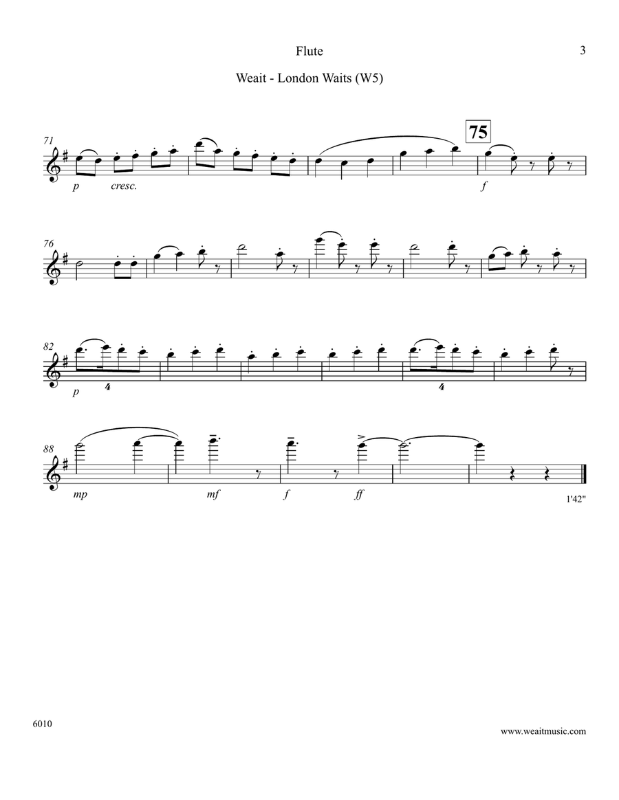 London Waits (Past 3 O'Clock . . . .) for woodwind quintet (1’45) Woodwind Quintet scores gallery preview page 6