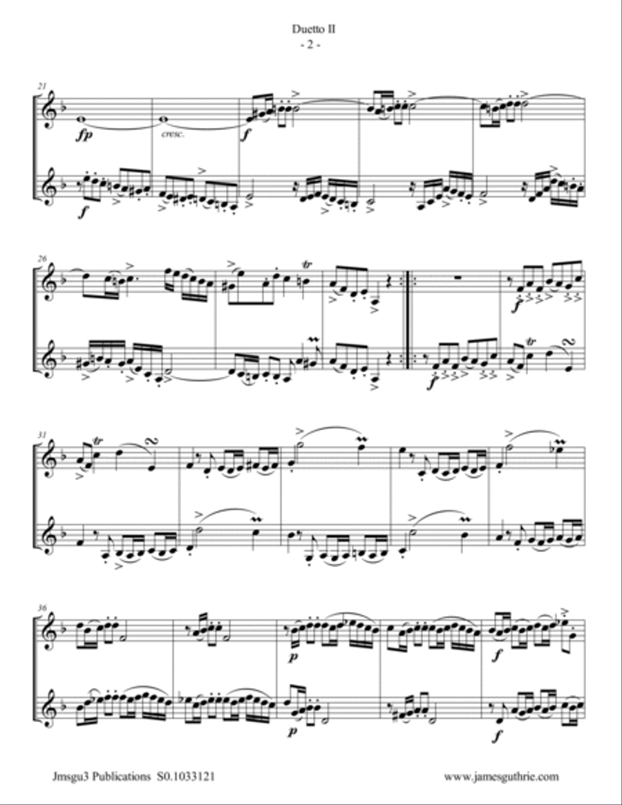 Quantz: Duetto Op. 2 No. 2 for Trumpet Duo Trumpet Duet scores gallery preview page 2