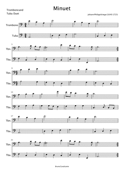 Minuet in A minor - Johann Philipp Krieger - Trombone and Tuba Duet image number null