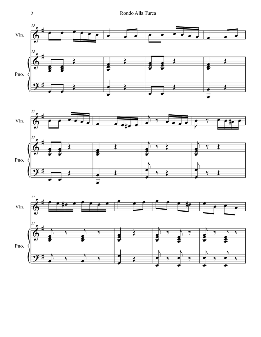 Rondo Alia Turca (Turkish Dance) Piano Method scores gallery preview page 2