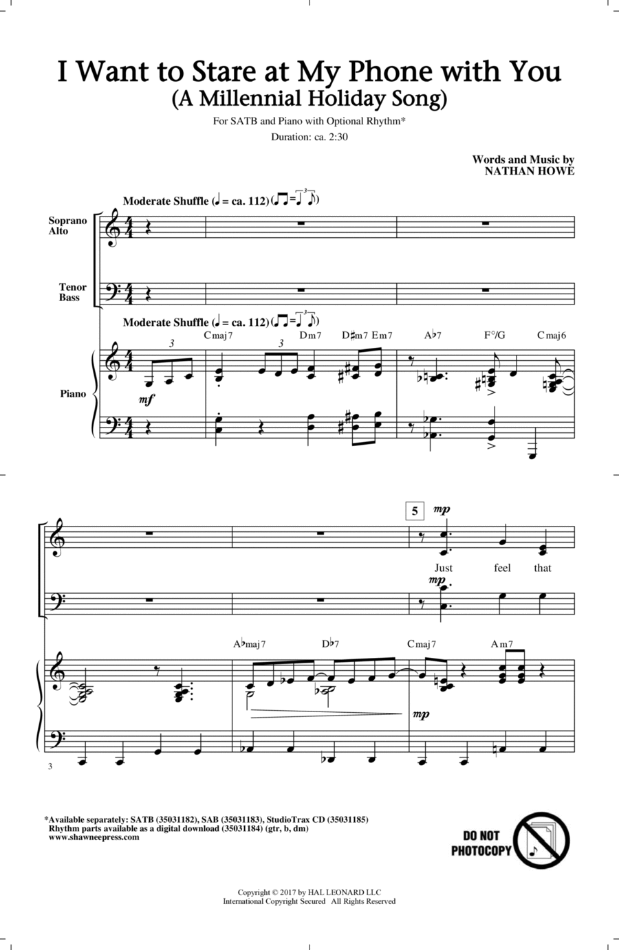 I Want To Stare At My Phone With You (A Millennial Holiday Song) 4-Part scores gallery preview page 1
