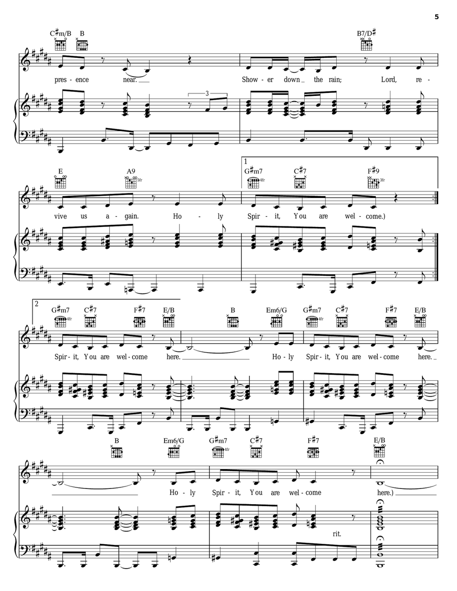 Holy Spirit, You Are Welcome Here Piano, Vocal, Guitar scores gallery preview page 5