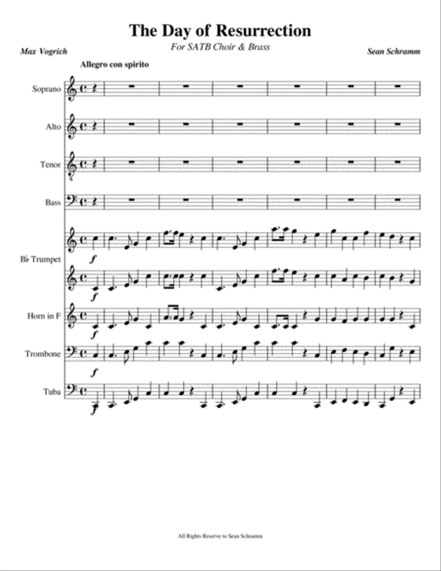 The Day of Resurrection 4-Part scores gallery preview page 1