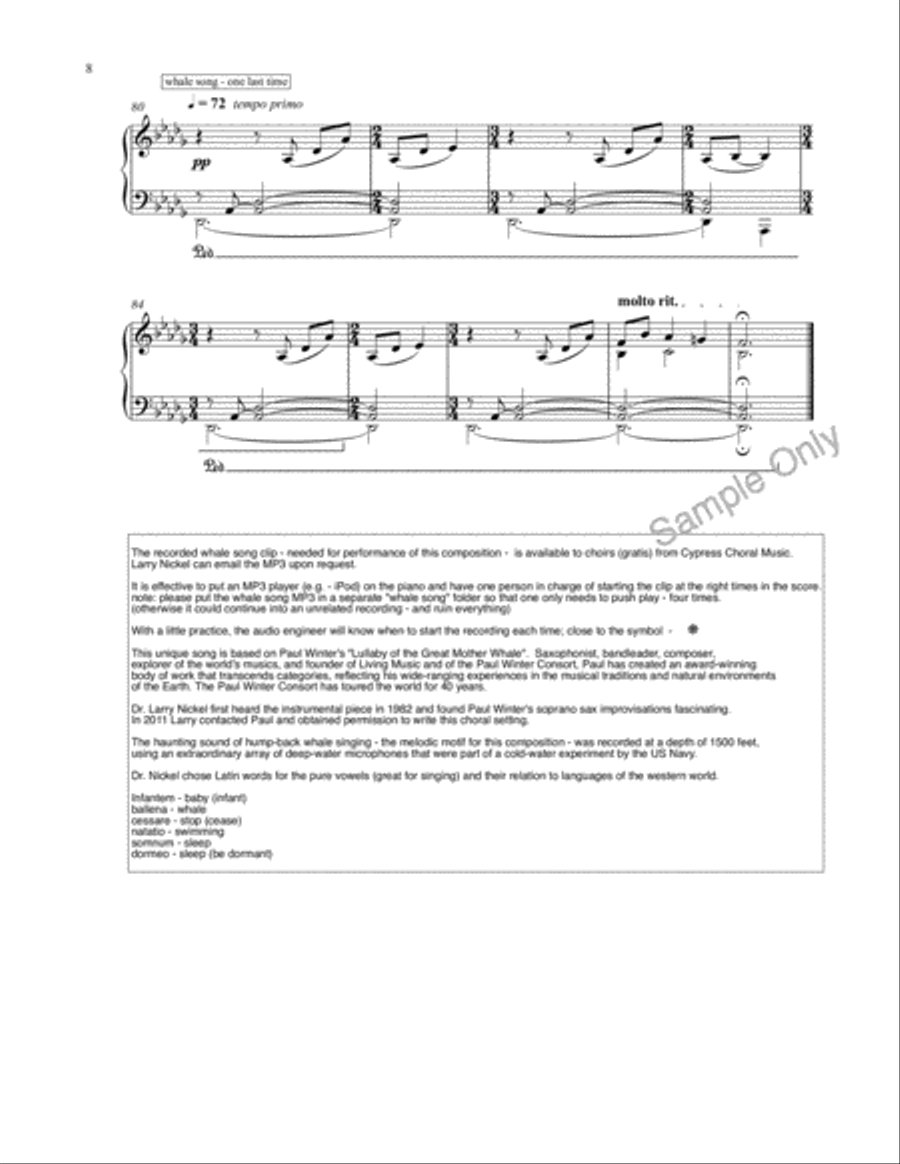 Mother Whale Lullaby 4-Part scores gallery preview page 8
