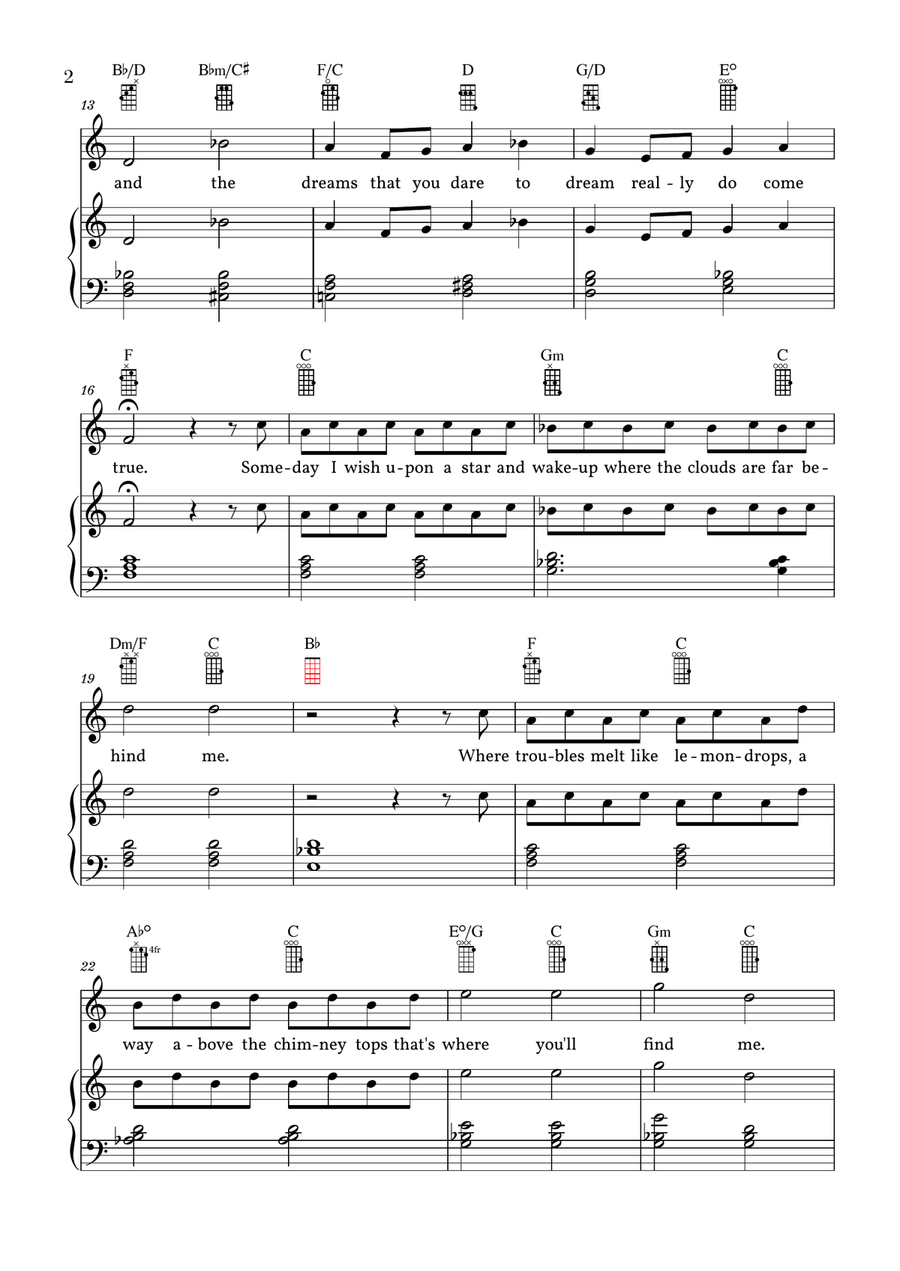 Over The Rainbow Piano, Vocal, Guitar scores gallery preview page 2