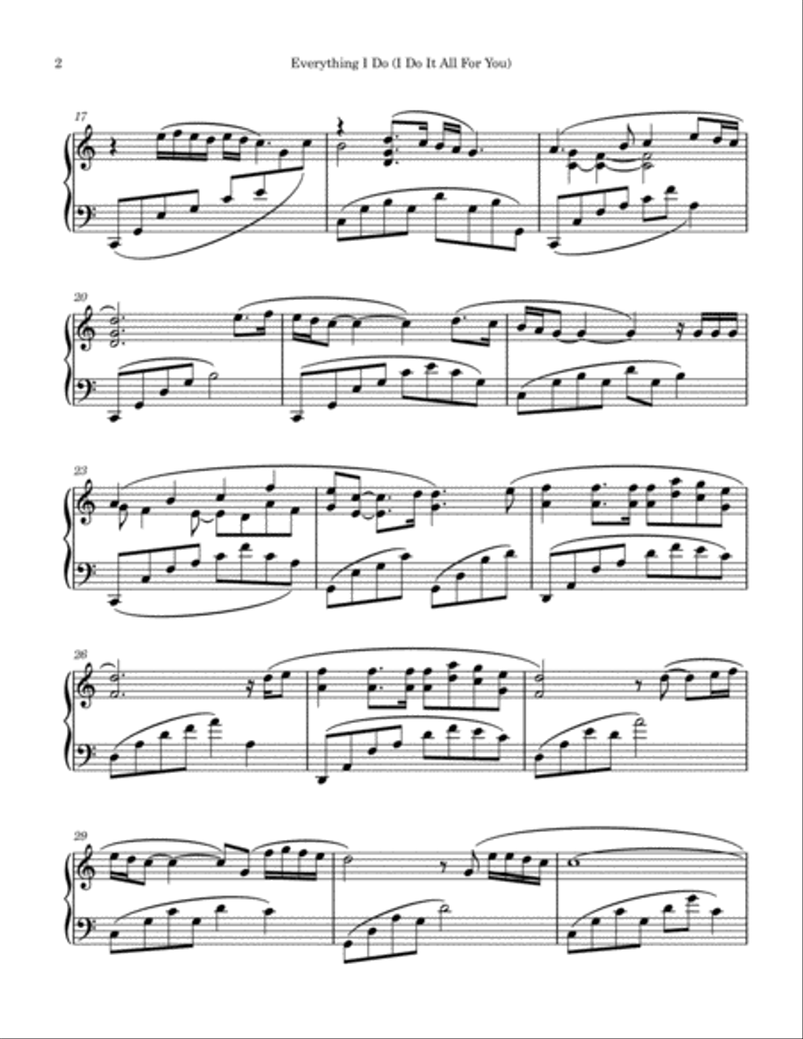 (Everything I Do) I Do It For You Piano Solo scores gallery preview page 2
