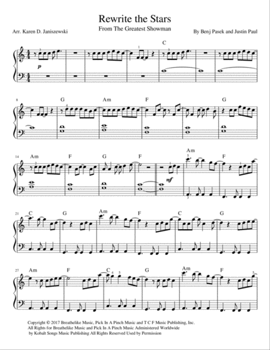 Rewrite the online stars easy piano