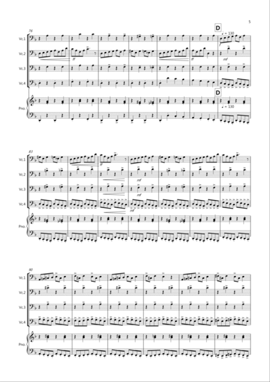 2 Classical Favourites for Cello Quartet (volume one) Cello Solo scores gallery preview page 5