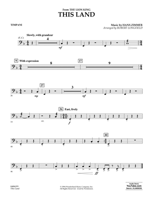 This Land (from The Lion King) (arr. Robert Longfield) - Timpani