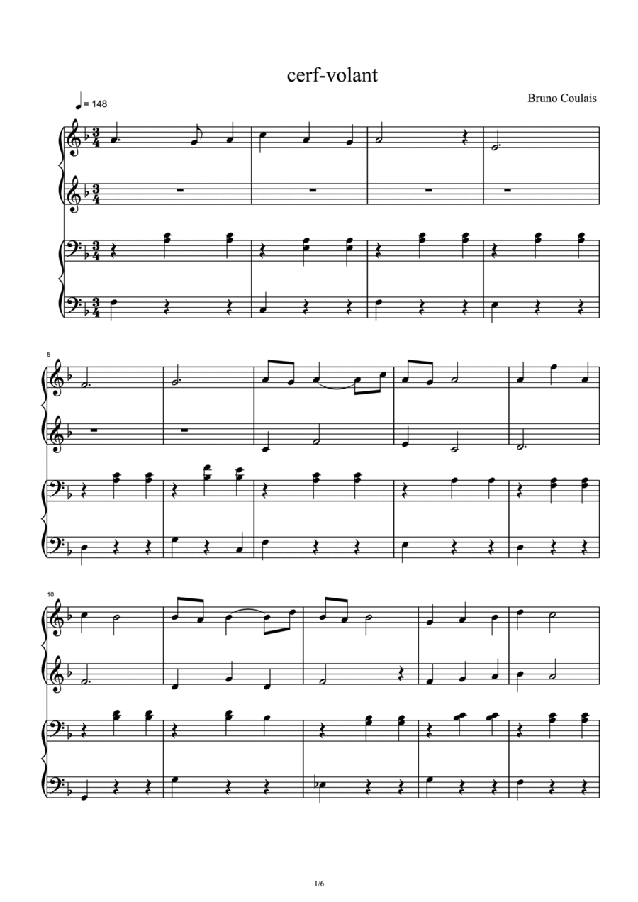 Cerf-Volant Cerf-Volant 1 Piano, 4-Hands scores gallery preview page 1