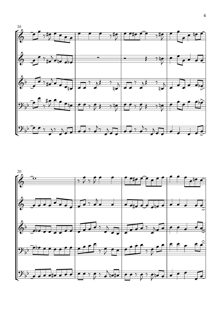 Jingle Bells - Jazz Arrangement for Brass Quartet Brass Quartet scores gallery preview page 5