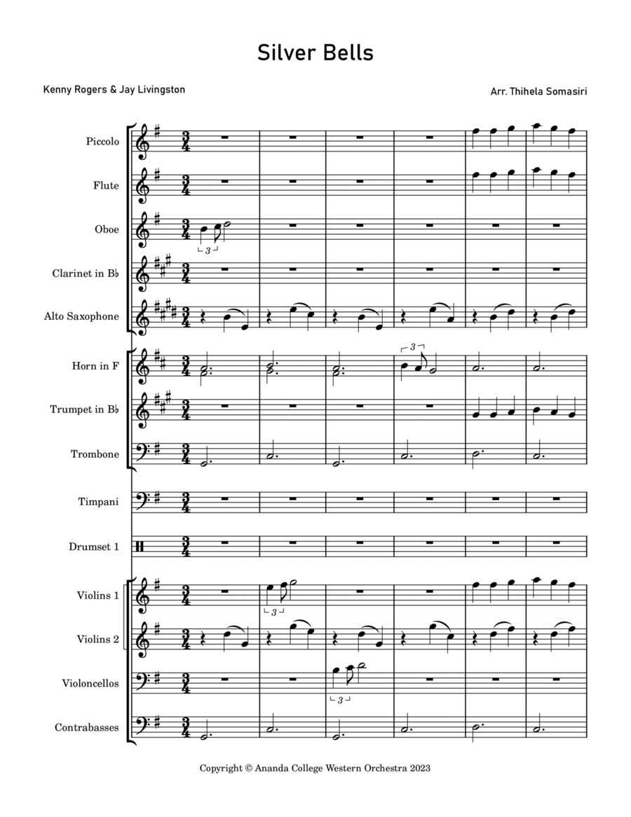 Silver Bells Full Orchestra scores gallery preview page 1
