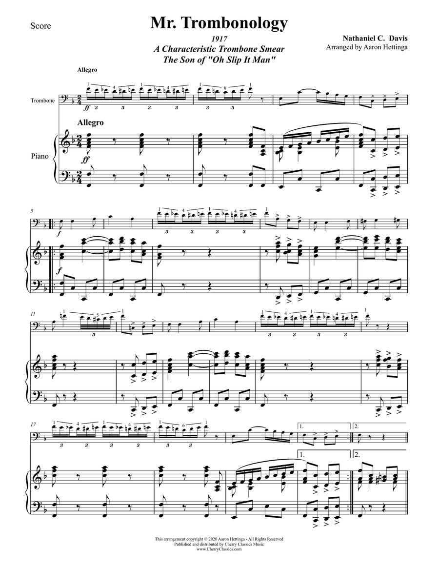 Mr. Trombonology for Trombone and Piano Piano scores gallery preview page 1