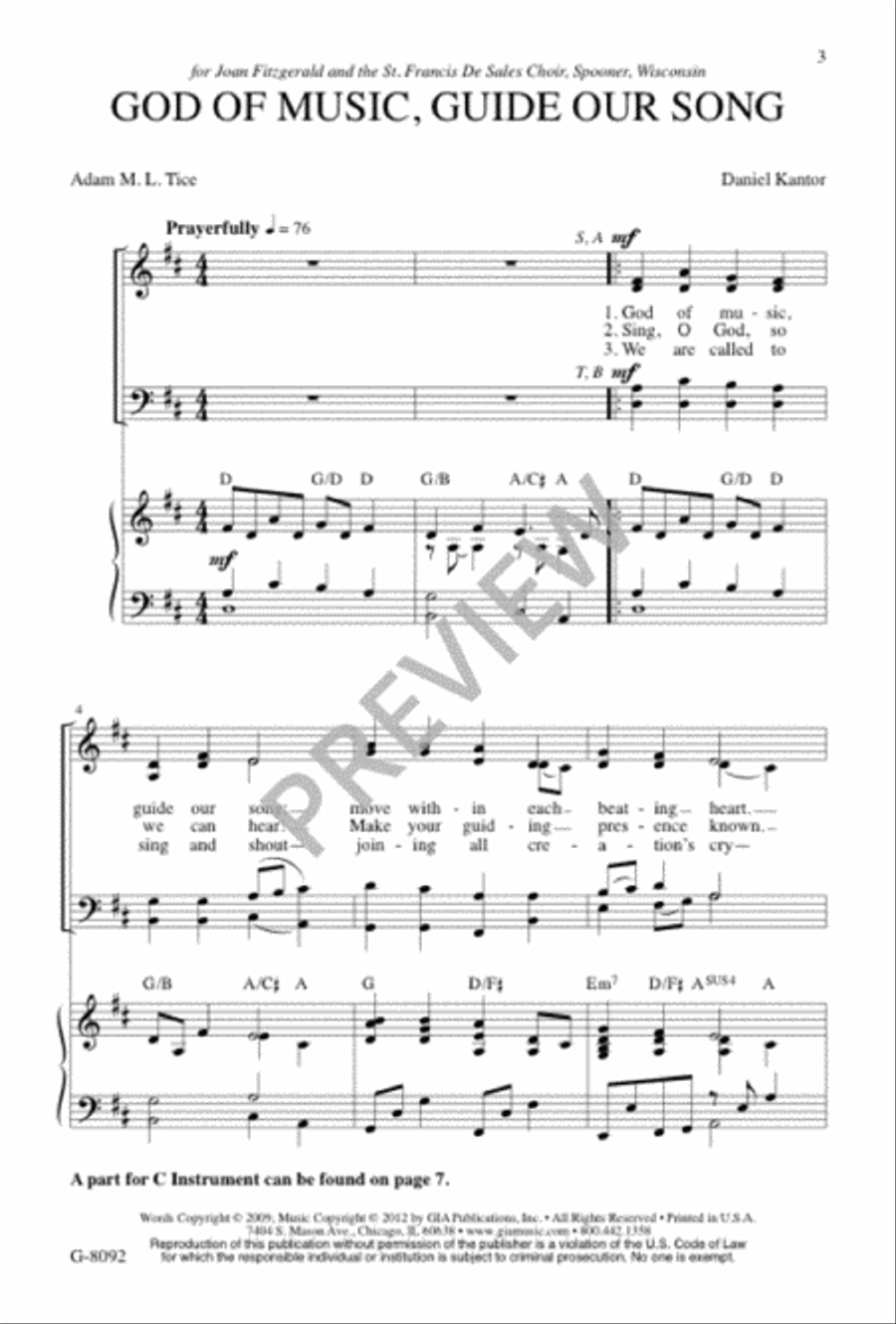 God of Music, Guide Our Song 4-Part scores gallery preview page 3