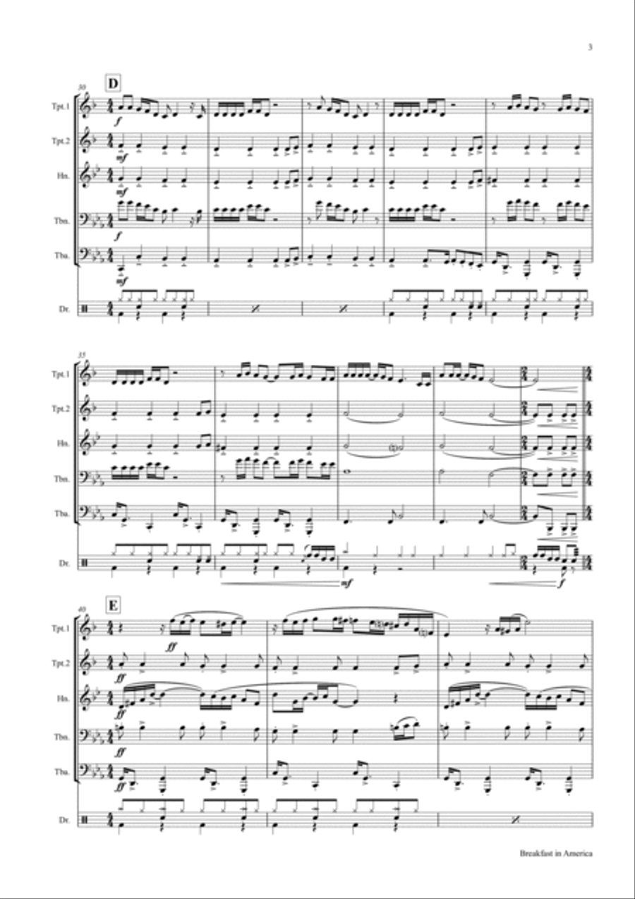 Breakfast In America Euphonium scores gallery preview page 3