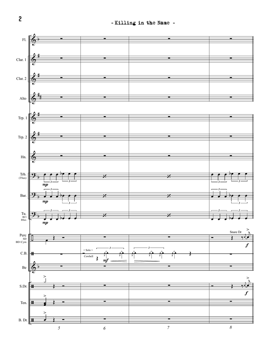 Killing In The Name Marching Band scores gallery preview page 4