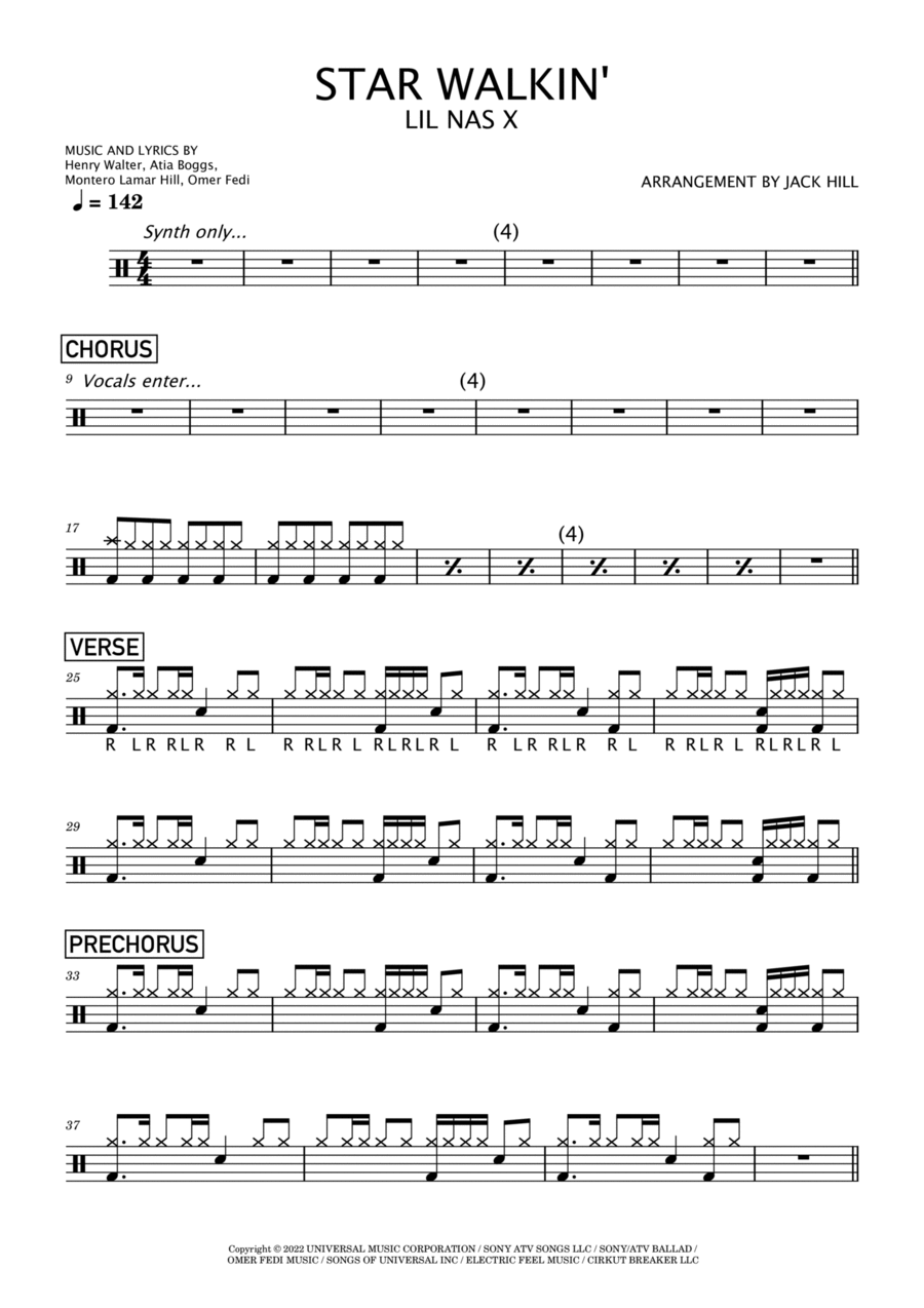 Star Walkin' (league Of Legends Worlds Anthem) Drum Set scores gallery preview page 1
