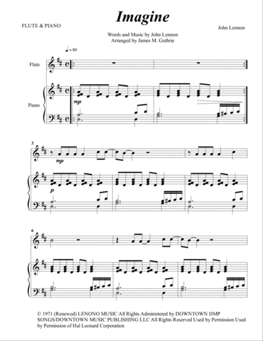 Imagine Flute Solo scores gallery preview page 1