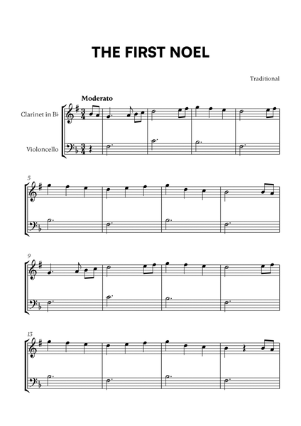 Traditional - The First Noel (F Major) (for Clarinet and Cello) image number null