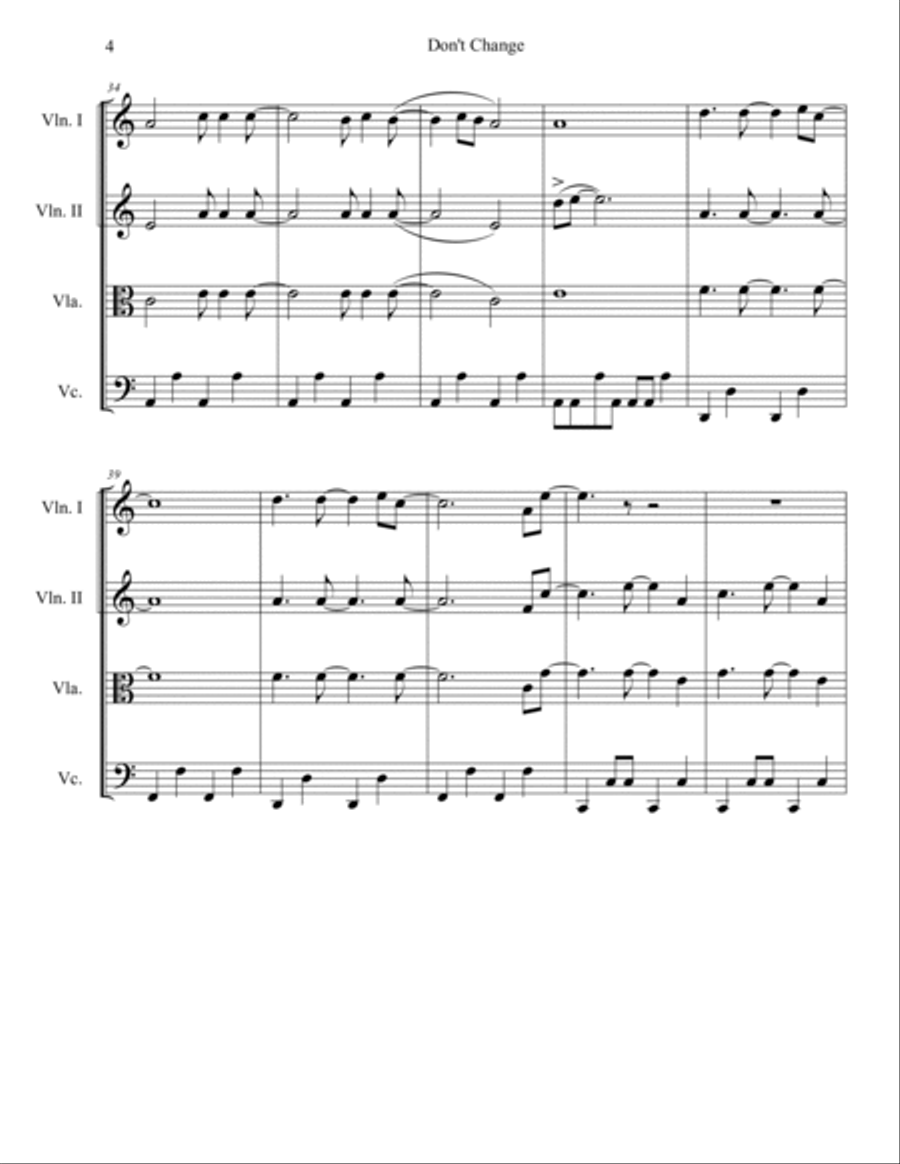 Don't Change String Quartet scores gallery preview page 4
